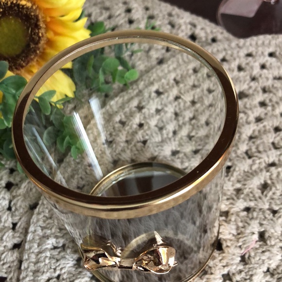 Glass Gold Tone COQUETTE Bow Make Up Brush Holder - Picture 7 of 7